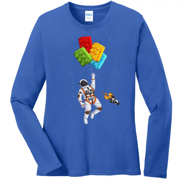 Space Astronaut Master Builder Funny Building Blocks Bricks Ladies Long Sleeve Shirt