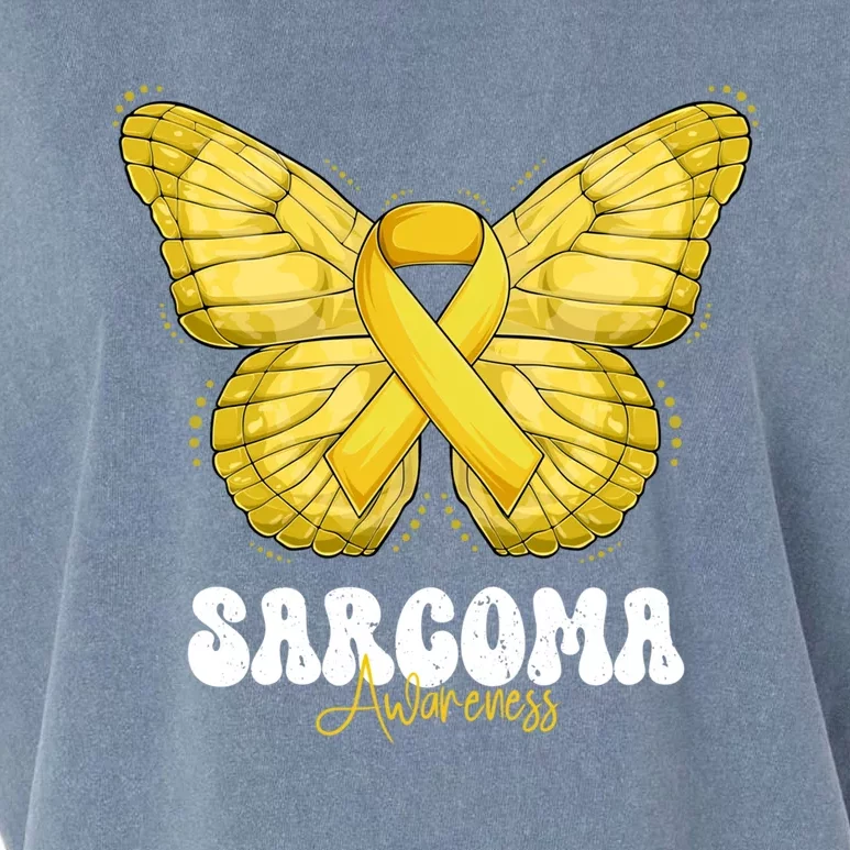 Sarcoma Awareness Month Yellow Ribbon Butterfly Gift Garment-Dyed Women's Muscle Tee