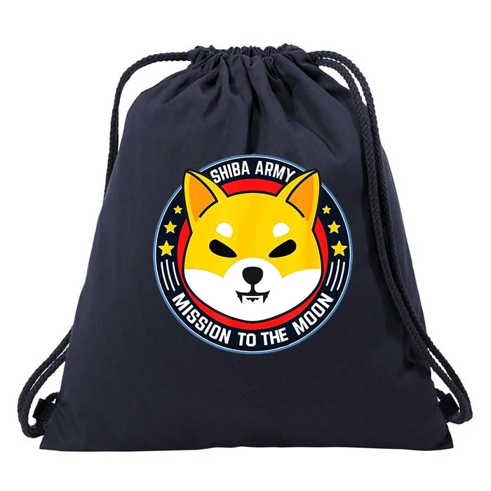 Shiba Army Mission To The Moon Drawstring Bag