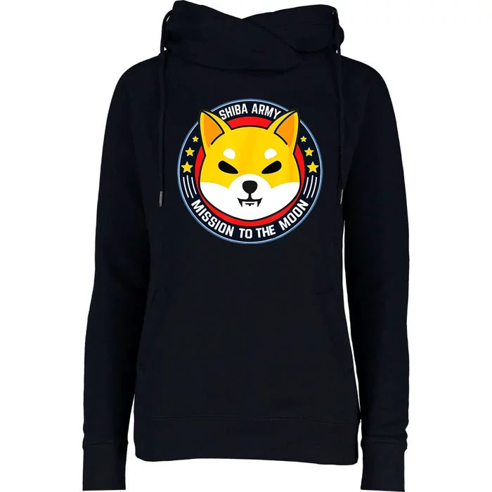 Shiba Army Mission To The Moon Womens Funnel Neck Pullover Hood