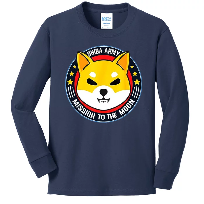 Shiba Army Mission To The Moon Kids Long Sleeve Shirt