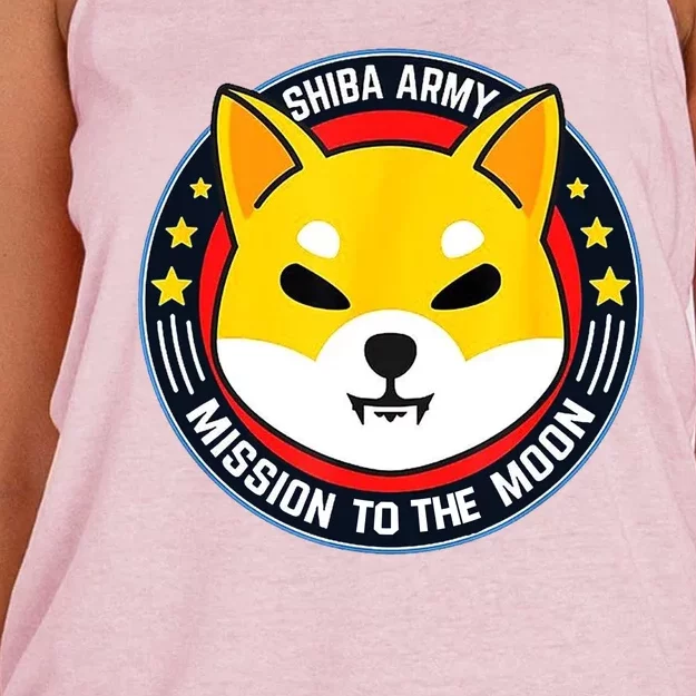 Shiba Army Mission To The Moon Women's Knotted Racerback Tank