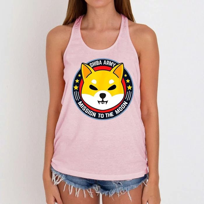 Shiba Army Mission To The Moon Women's Knotted Racerback Tank