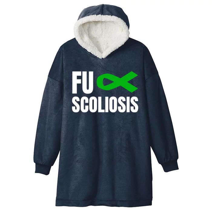 Scoliosis Awareness Month Green Ribbon Gift Hooded Wearable Blanket