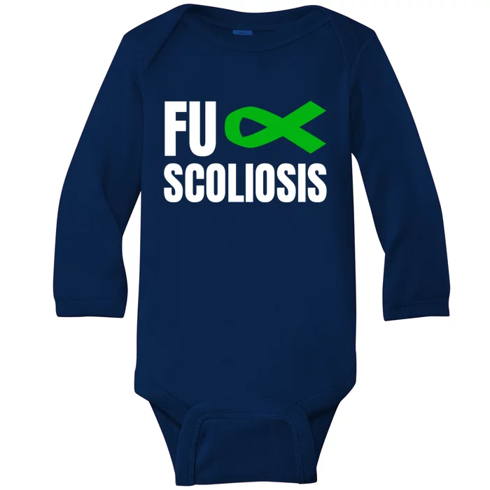 Scoliosis Awareness Month Green Ribbon Gift Baby Long Sleeve Bodysuit