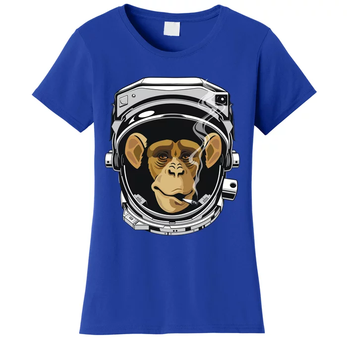 Space Astronaut Monkey Wearing Helmet Smoking A Joint Gift Women's T-Shirt