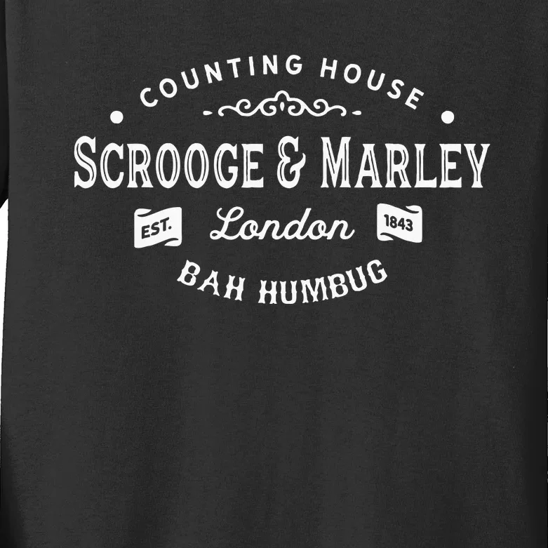 Scrooge And Marley Counting House Christmas Carol Bah Humbug Kids Long Sleeve Shirt