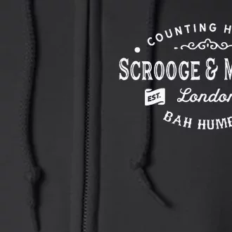 Scrooge And Marley Counting House Christmas Carol Bah Humbug Full Zip Hoodie