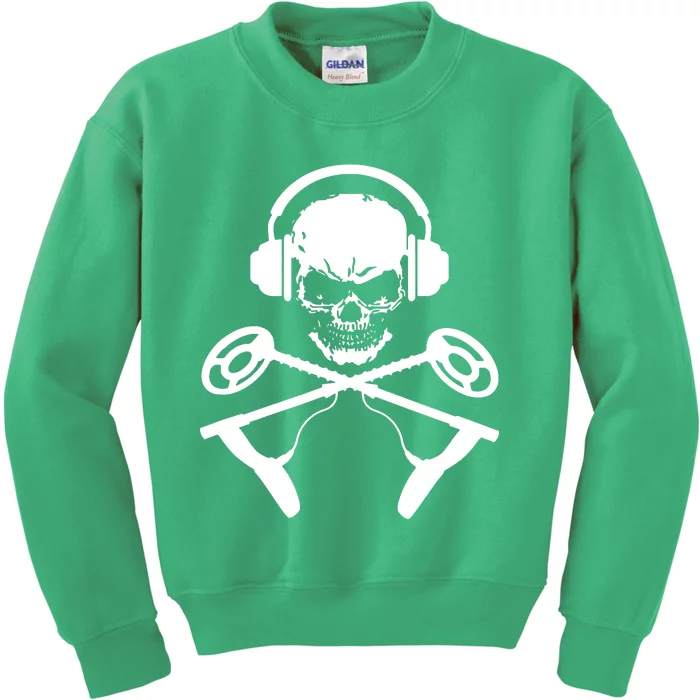 Skull And Metal Detector Crossbones Metal Detecting Kids Sweatshirt