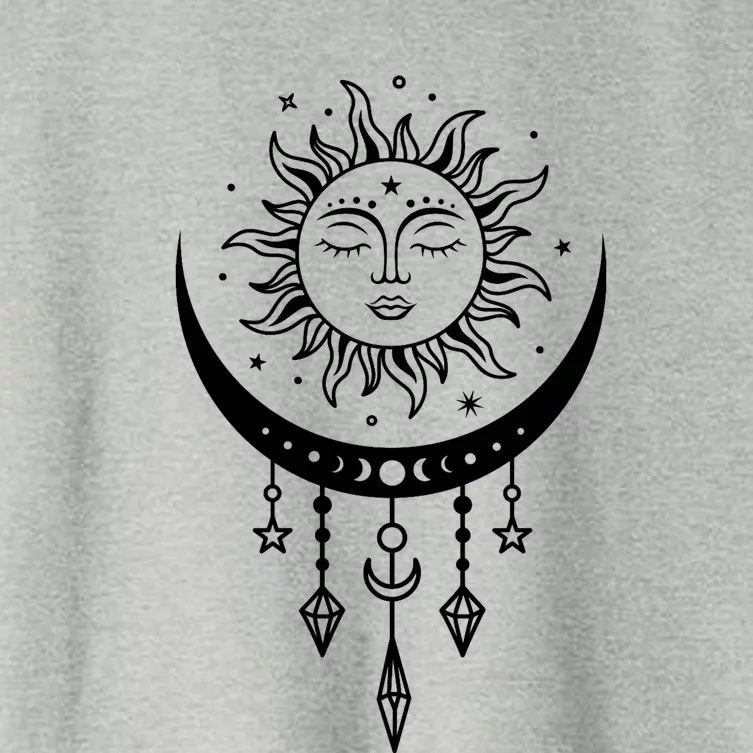 Sun And Moon Celestial Boho Mystical Print Witchy Magic Moon Women's Crop Top Tee