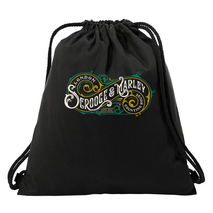 Scrooge And Marley Counting House Christmas Carol Vintage Drawstring Bag