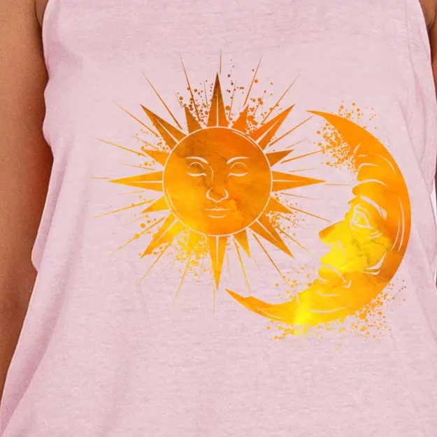 Sun And Moon Astrology Gift Women's Knotted Racerback Tank