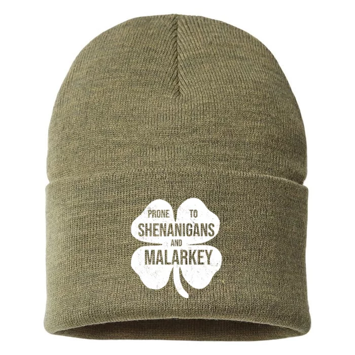 Shenanigans And Malarkey Funny St Patrick's Day Sustainable Knit Beanie