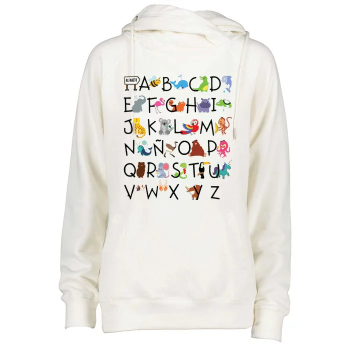 SPANISH ALPHABET MAESTRA SPANISH TEACHER Womens Funnel Neck Pullover Hood