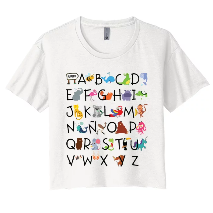 SPANISH ALPHABET MAESTRA SPANISH TEACHER Women's Crop Top Tee