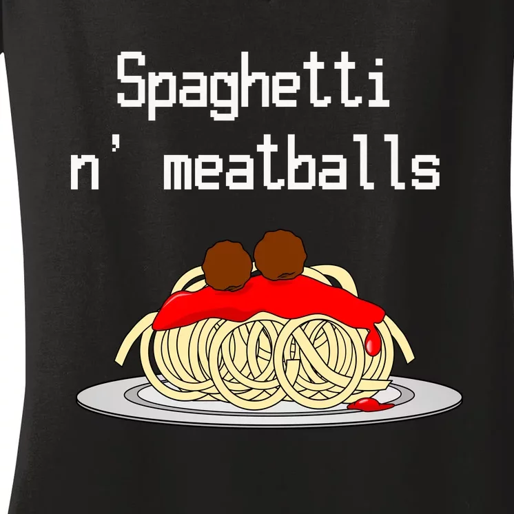 Spaghetti And Meatballs Spaghetti And Meatballs Cool Gift Women's V-Neck T-Shirt