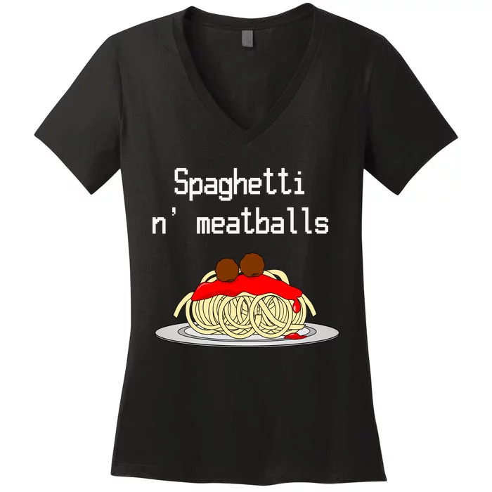 Spaghetti And Meatballs Spaghetti And Meatballs Cool Gift Women's V-Neck T-Shirt