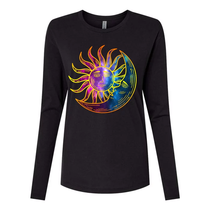 Sun And Moon Mystical Classic Womens Cotton Relaxed Long Sleeve T-Shirt