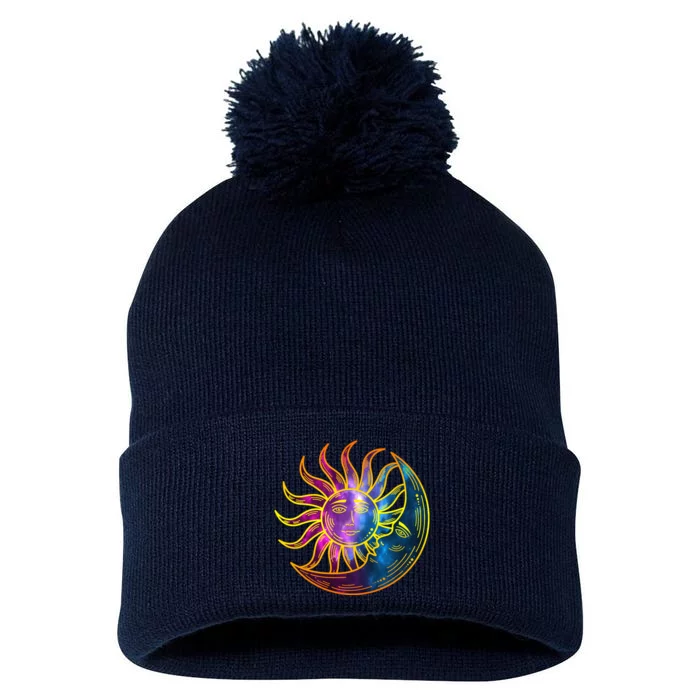 Sun And Moon Mystical Classic Pom Pom 12in Knit Beanie