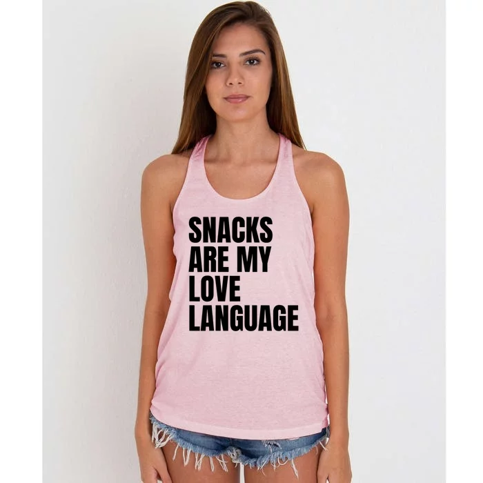 Snacks Are My Love Language, Cute Love Valentines Women's Knotted Racerback Tank