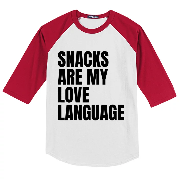 Snacks Are My Love Language, Cute Love Valentines Kids Colorblock Raglan Jersey