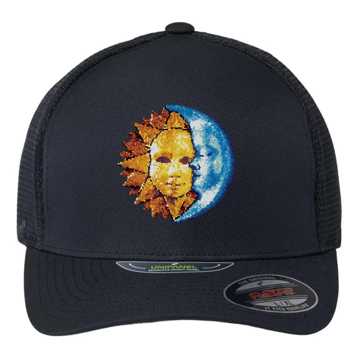 Sun And Moon Mosaic Astrology Flexfit Unipanel Trucker Cap