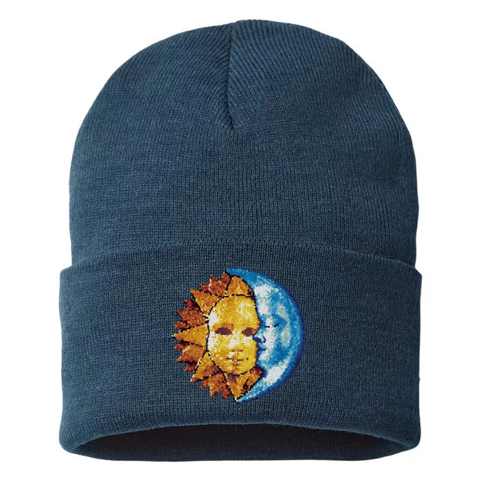 Sun And Moon Mosaic Astrology Sustainable Knit Beanie