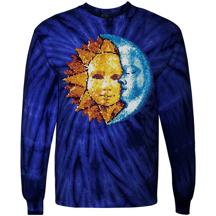 Sun And Moon Mosaic Astrology Tie-Dye Long Sleeve Shirt