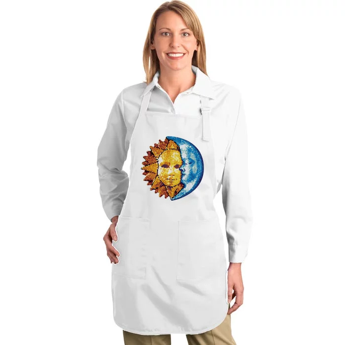 Sun And Moon Mosaic Astrology Full-Length Apron With Pocket