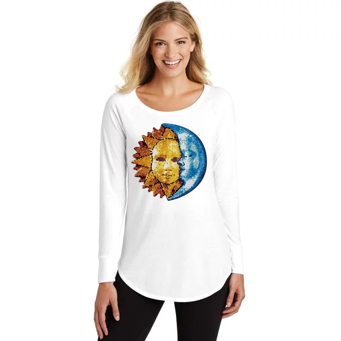 Sun And Moon Mosaic Astrology Women's Perfect Tri Tunic Long Sleeve Shirt