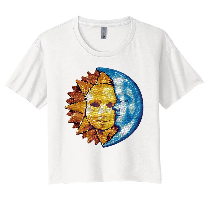 Sun And Moon Mosaic Astrology Women's Crop Top Tee