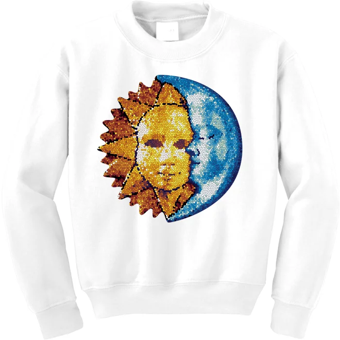 Sun And Moon Mosaic Astrology Kids Sweatshirt