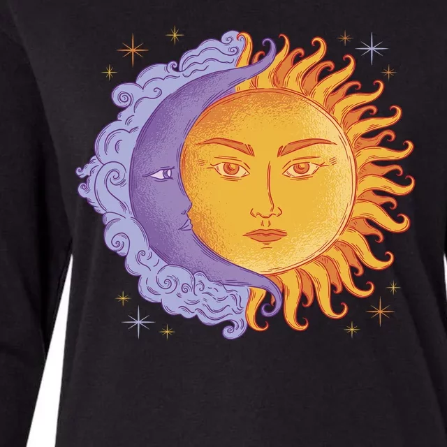 Sun And Moon Sky Womens Cotton Relaxed Long Sleeve T-Shirt