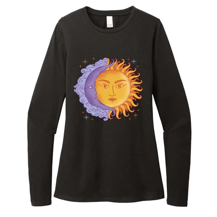 Sun And Moon Sky Womens CVC Long Sleeve Shirt