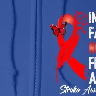 Stroke Awareness Month In Our Family Nobody Fights Alone Gift Full Zip Hoodie