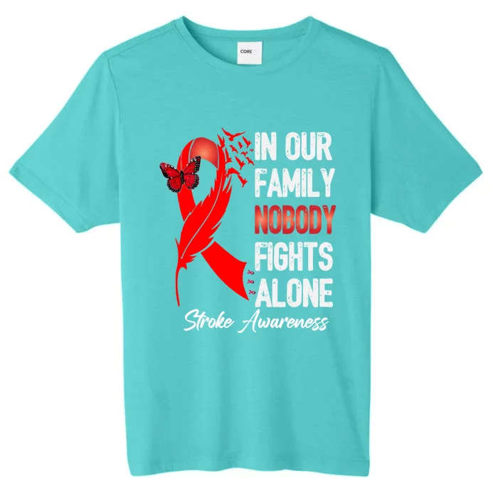 Stroke Awareness Month In Our Family Nobody Fights Alone Gift ChromaSoft Performance T-Shirt