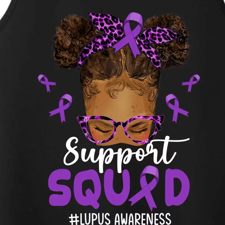 Supportsquad Afro Messy Bun Leopard Lupus Awareness Meaningful Gift Performance Tank