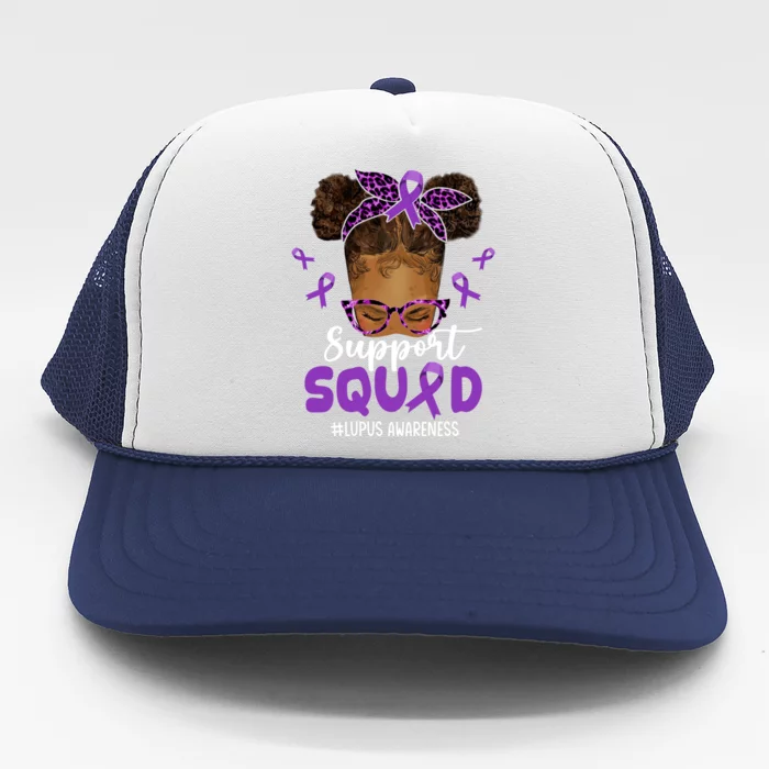 Supportsquad Afro Messy Bun Leopard Lupus Awareness Meaningful Gift Trucker Hat