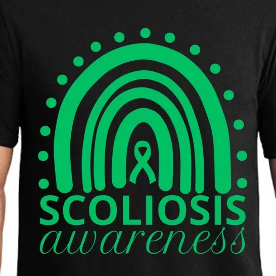 Scoliosis Awareness Month Ribbon Green Rainbow Gift Pajama Set