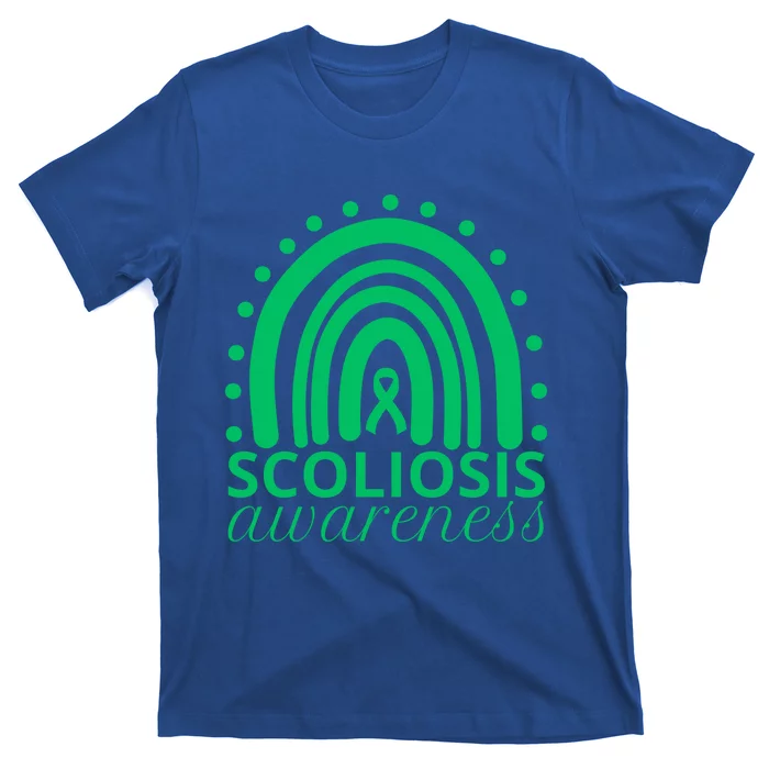 Scoliosis Awareness Month Ribbon Green Rainbow Gift T-Shirt