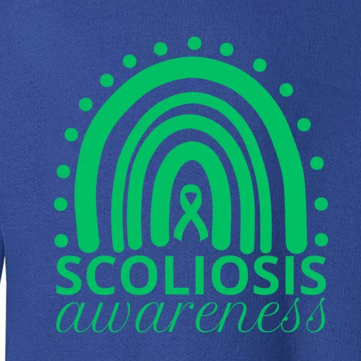 Scoliosis Awareness Month Ribbon Green Rainbow Gift Toddler Sweatshirt