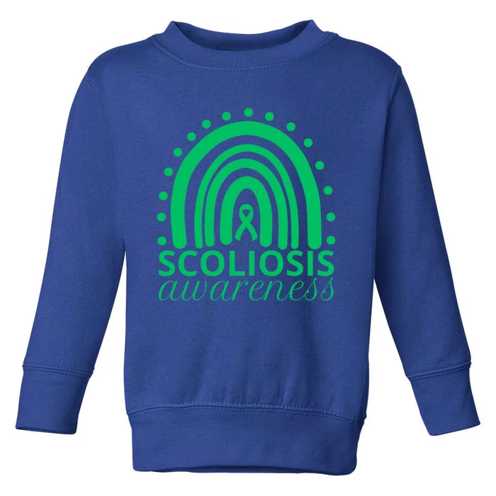 Scoliosis Awareness Month Ribbon Green Rainbow Gift Toddler Sweatshirt