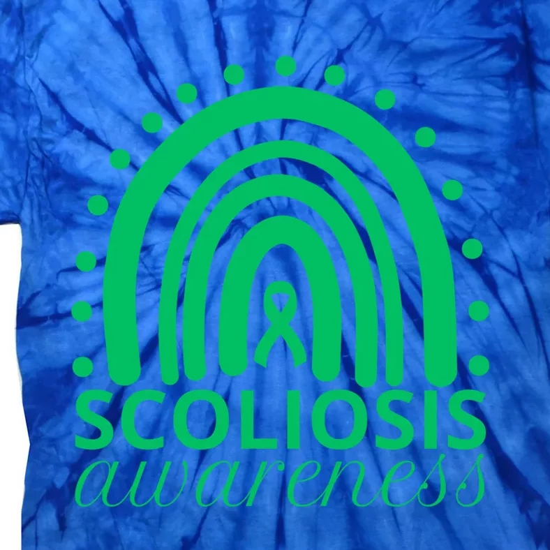 Scoliosis Awareness Month Ribbon Green Rainbow Gift Tie-Dye T-Shirt