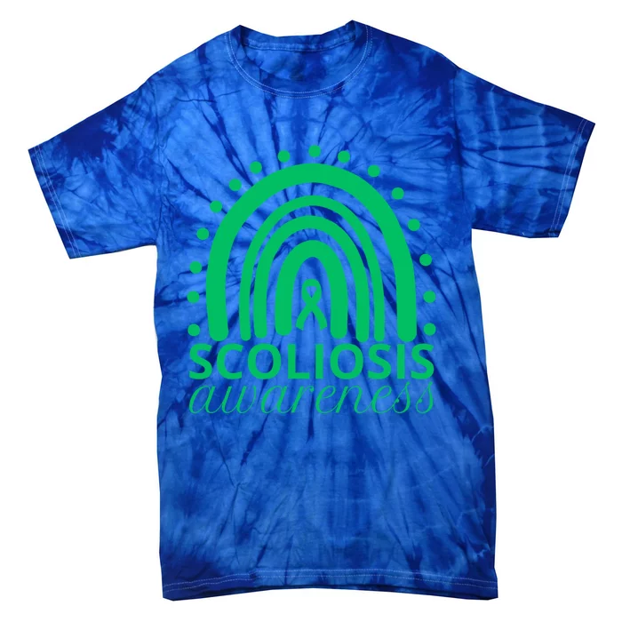 Scoliosis Awareness Month Ribbon Green Rainbow Gift Tie-Dye T-Shirt