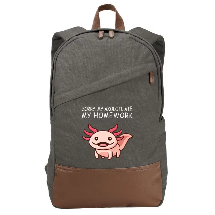 School Axolotl My Axolotl Ate My Homework Cute Axolotl Cotton Canvas Backpack