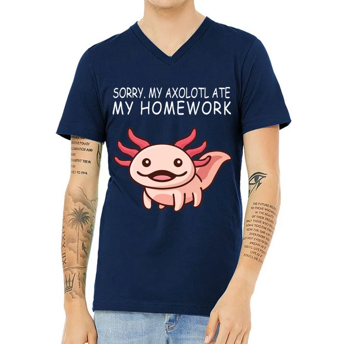 School Axolotl My Axolotl Ate My Homework Cute Axolotl V-Neck T-Shirt