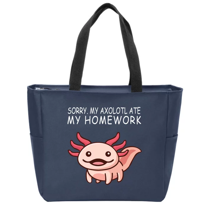 School Axolotl My Axolotl Ate My Homework Cute Axolotl Zip Tote Bag