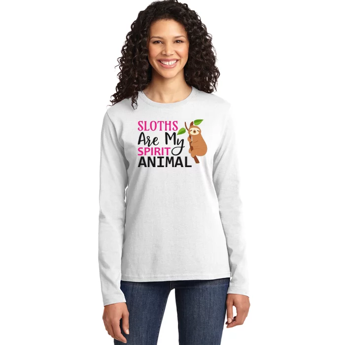 Sloth Are My Spirit Animal Ladies Long Sleeve Shirt