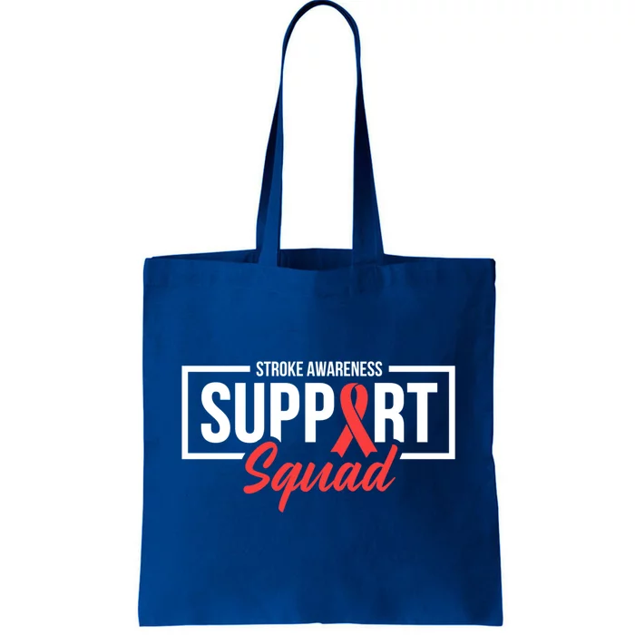 Stroke Awareness Month Support Squad I Wear Red Ribbon Funny Gift Tote Bag