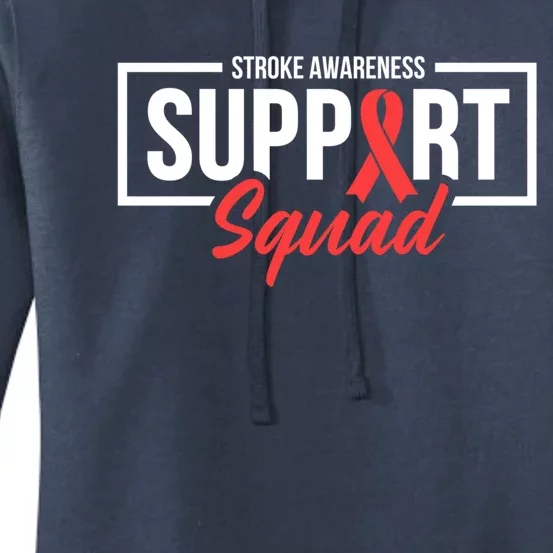 Stroke Awareness Month Support Squad I Wear Red Ribbon Funny Gift Women's Pullover Hoodie